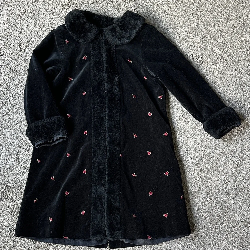 Gymboree Velvet Coat with‎ Faux fur trim and embroidery